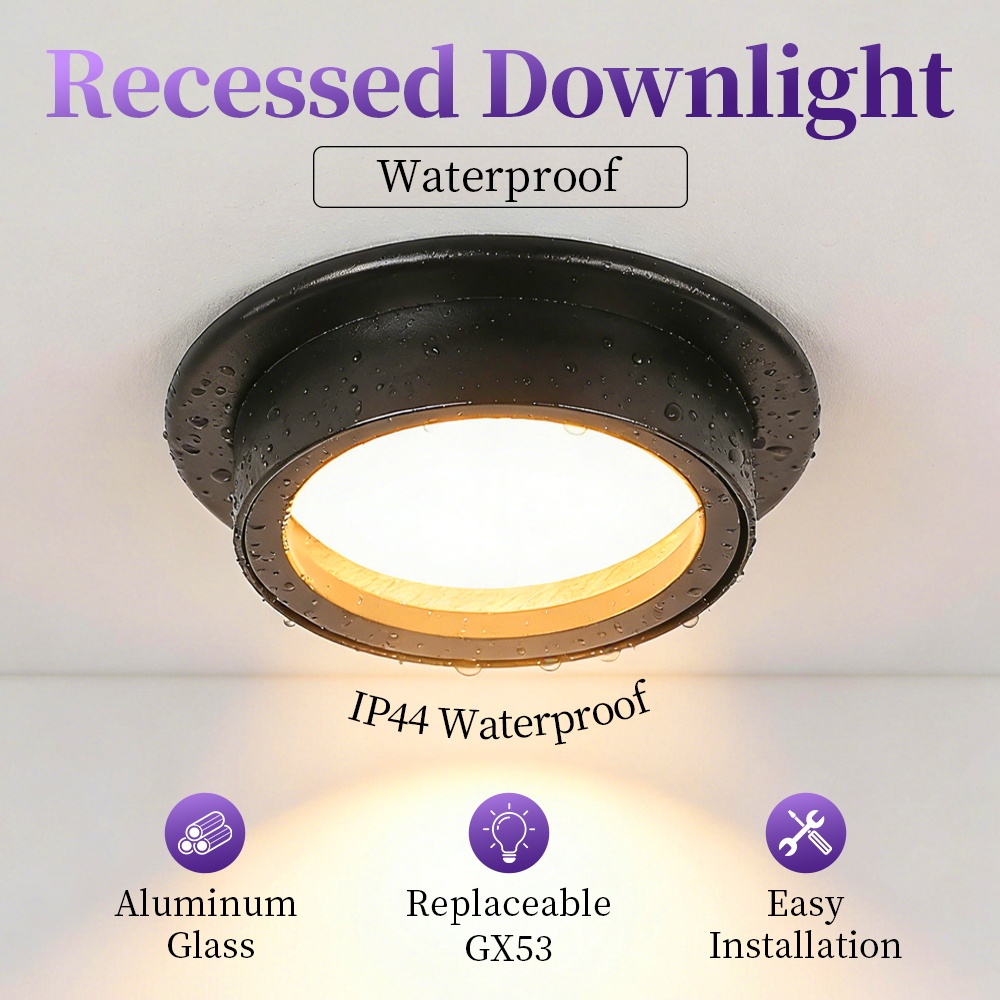 Wholesale Waterproof GX53 Recessed Downlight Housing | Round Aluminum Ceiling Spotlight Frame (No Bulb Included, B2B Engineering Bulk Supply)-CANMEILIGHTS