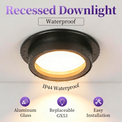 Wholesale Waterproof GX53 Recessed Downlight Housing | Round Aluminum Ceiling Spotlight Frame (No Bulb Included, B2B Engineering Bulk Supply)-CANMEILIGHTS