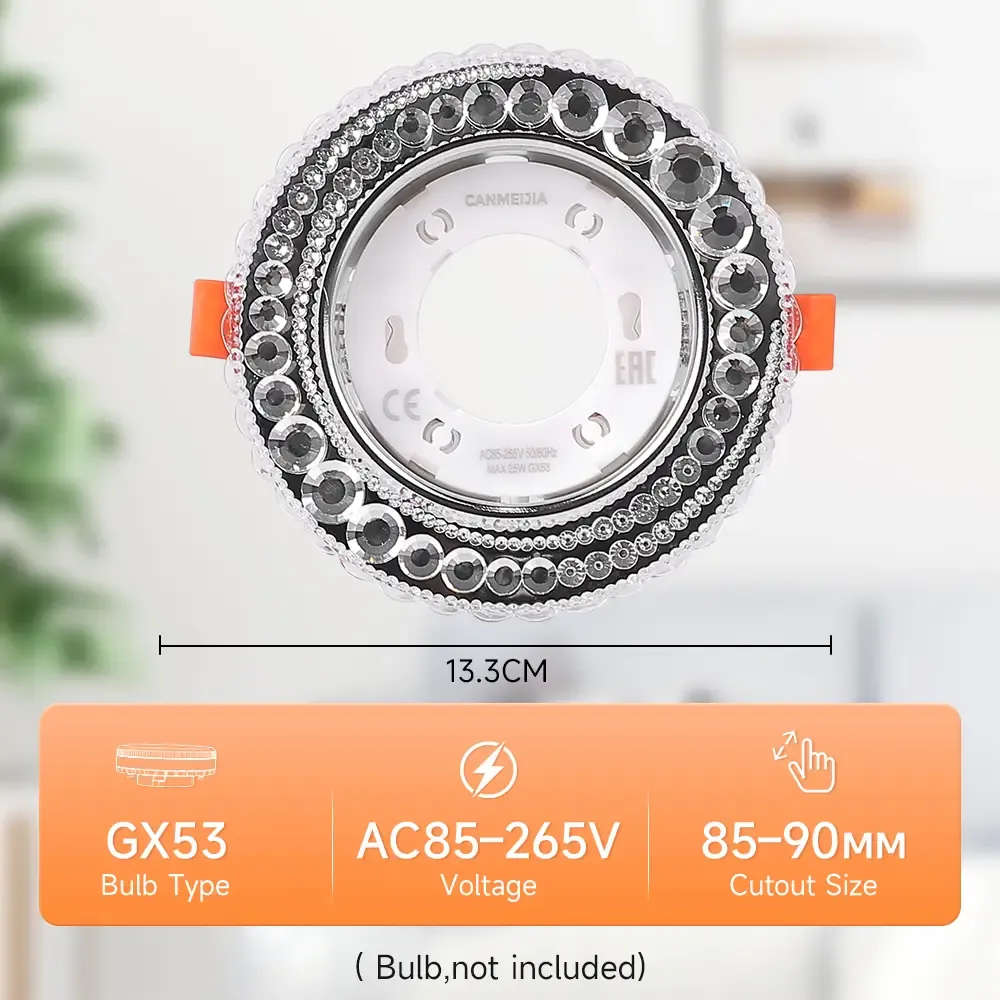 CANMEIJIA Recessed GX53 Downlight with Crystal Cover (Bulb Not Included)