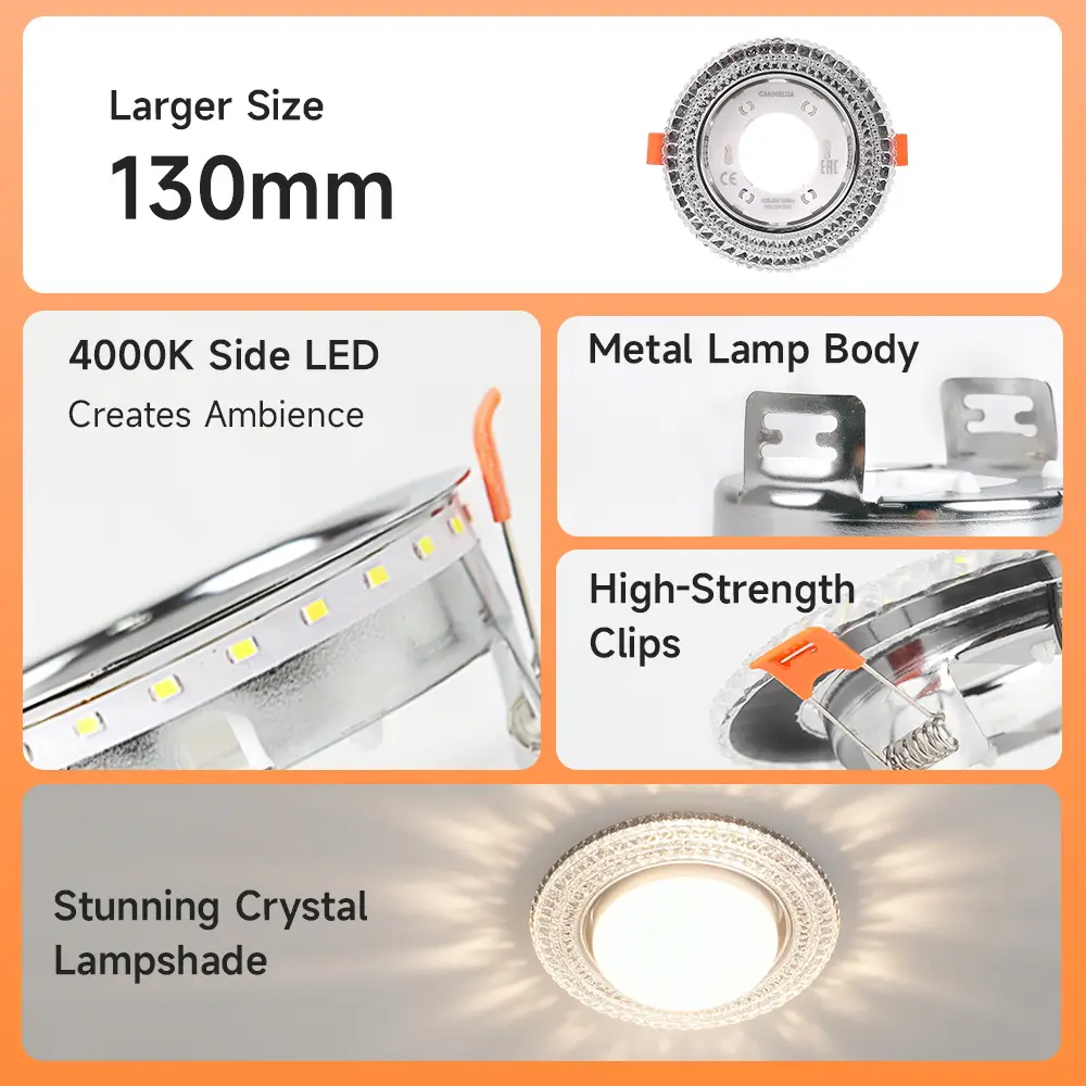 CANMEIJIA Recessed GX53 Downlight with Crystal Cover (Bulb Not Included)