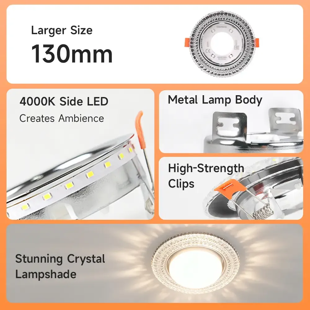 CANMEIJIA Recessed GX53 Downlight with Crystal Cover (Bulb Not Included)