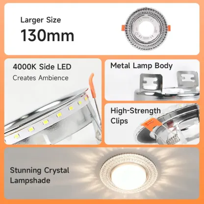 CANMEIJIA Recessed GX53 Downlight with Crystal Cover (Bulb Not Included)