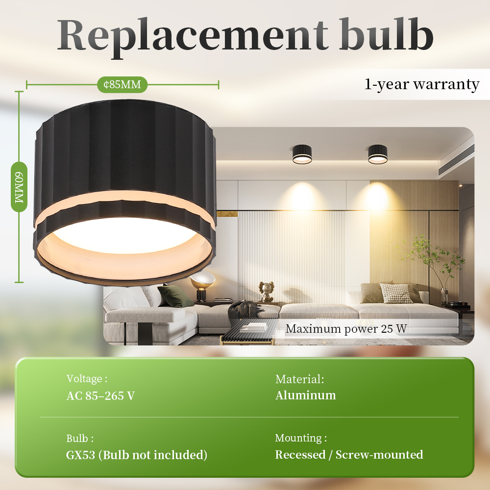 Wholesale Waterproof GX53 Recessed Downlight Housing | Round Aluminum Ceiling Spotlight Frame (No Bulb Included, B2B Engineering Bulk Supply)-CANMEILIGHTS