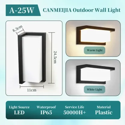 CANMEIJIA Outdoor LED Wall Sconce Light - IP65 Waterproof LED Wall Porch Light Fixture in Porch & Patio Lamps