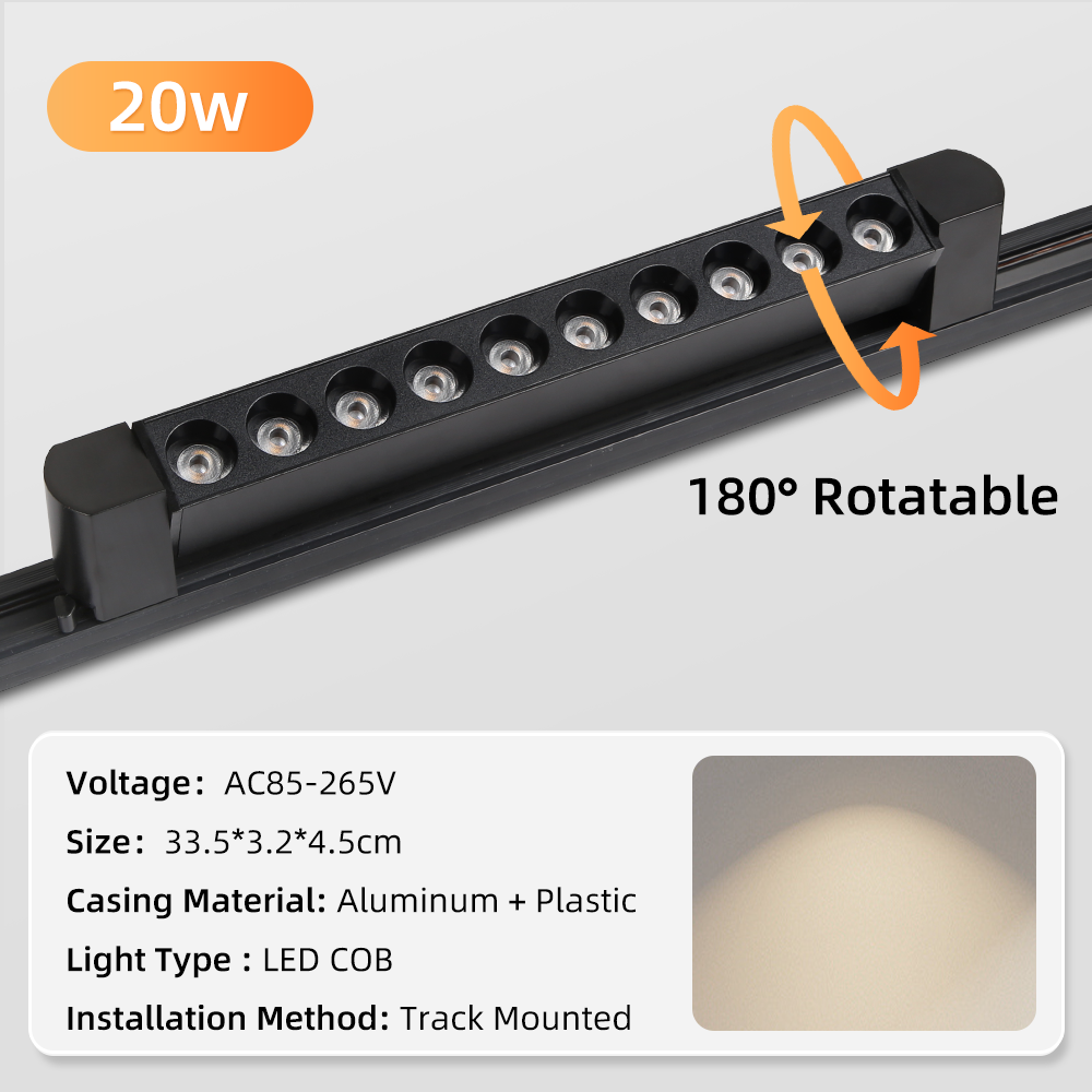 CANMEIJIA  Two-wire track strip spotlight, black casing, wide voltage range-CANMEILIGHTS