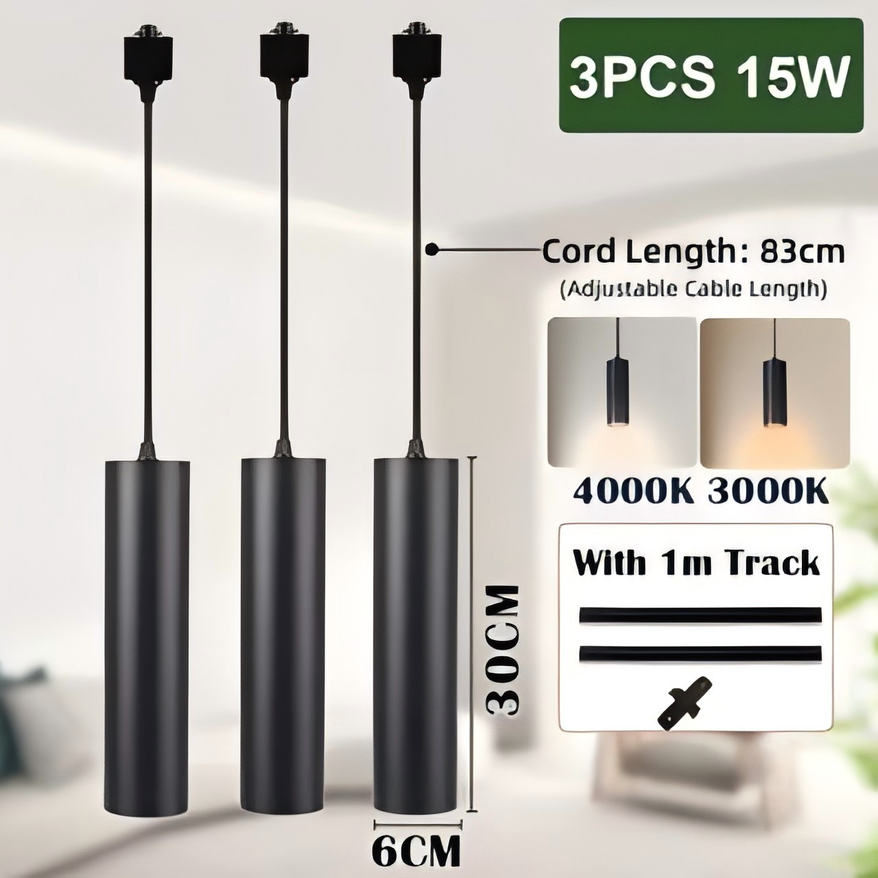 CANMEIJIA Cylinder Pendant Lamp 1-Phase Track 110-265V