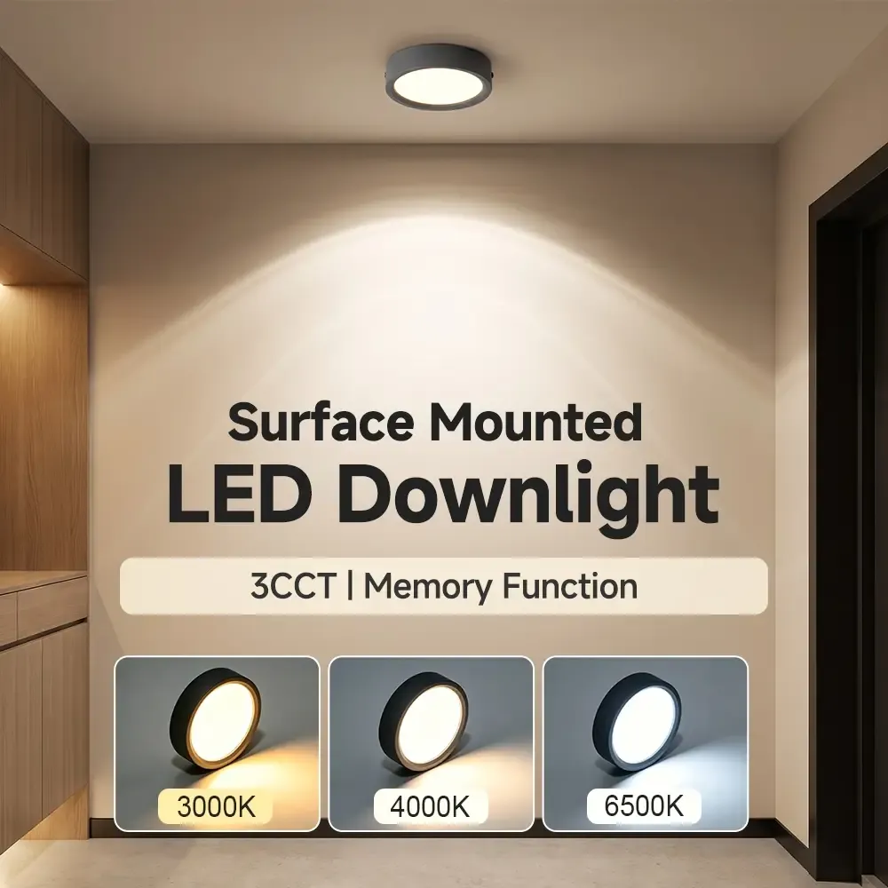 CANMEIJIA surface mounted LED downlight with 3CCT 3000K 4000K 6500K and memory function