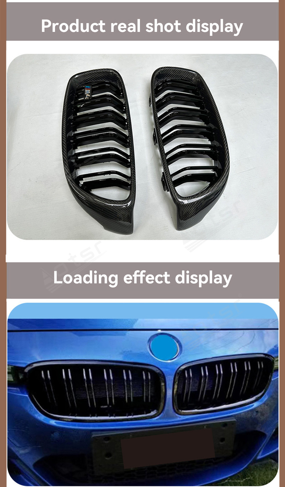 For BMW F82 M4 2013-2016 car Carbon fiber center mesh Front bar air intakes