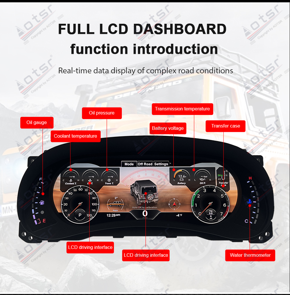 Full LCD Virtual Cockpit Cluster For Jeep Wrangler 2011-2018 Car Digital Panel Odometer Dashboard Speed Meter Screen