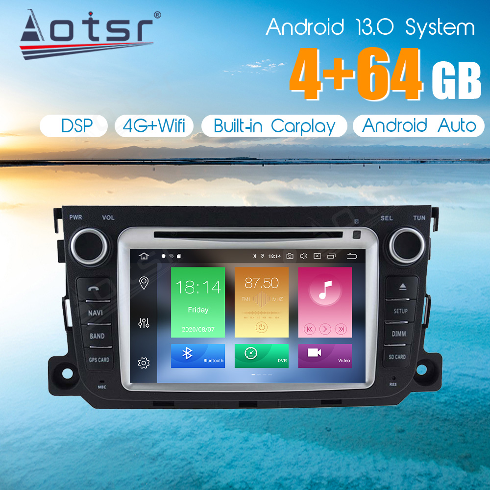 [8-inches]Android 13.0 For Benz Smart fortwo 2013+ Car Radio Multimedia GPS navigation, Stereo Receiver DSP Unit, Carplay Android auto,with DVD