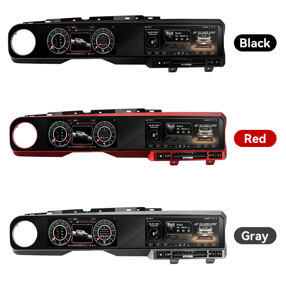 NEW 27-Inch QLED For Jeep Wrangler 2018-2023 Car dual screen Digital Cluster Intelligent Multimedia Radio GPS Navigation Android Carplay DSP 4G