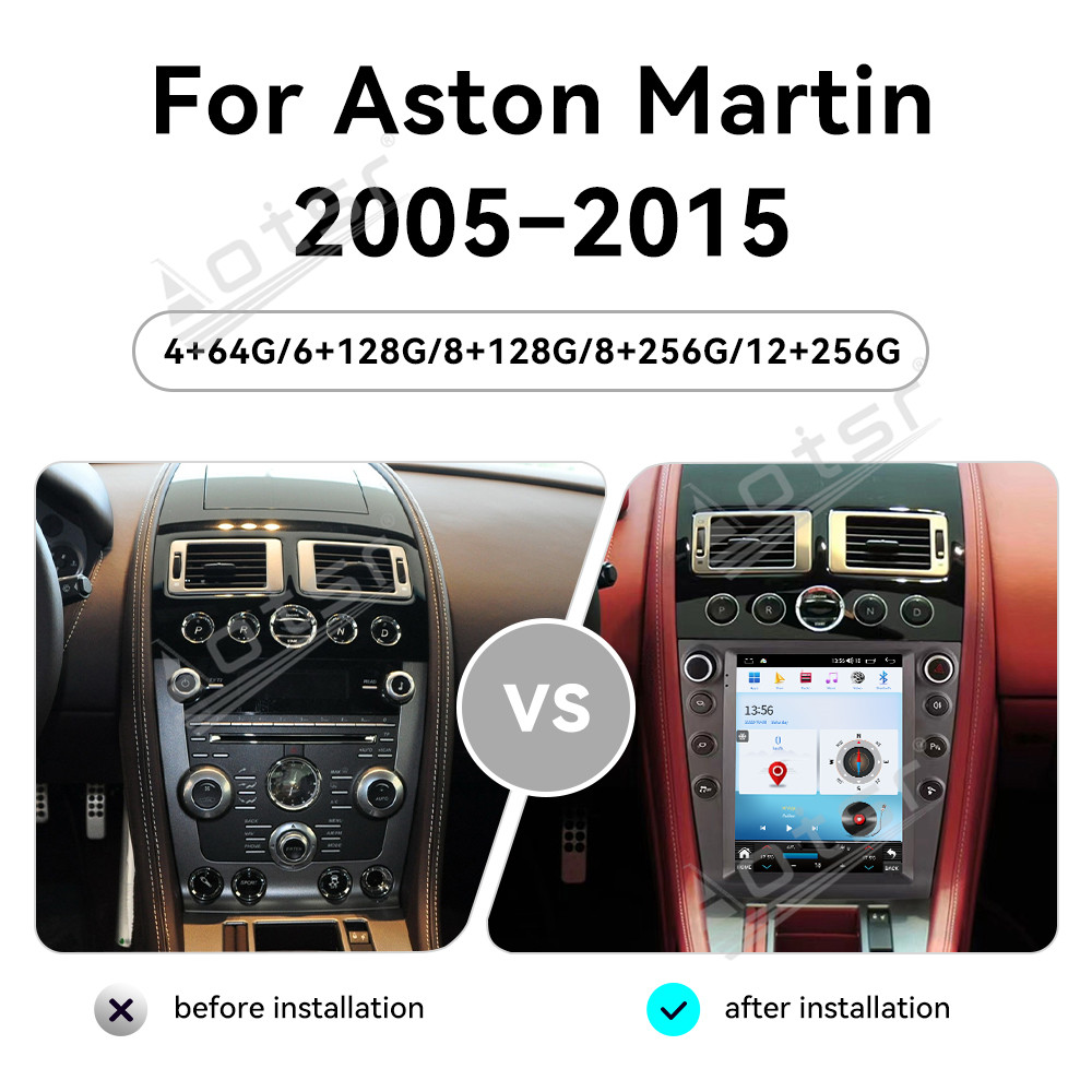 Aotsr AI Voice Multimedia Stereo Androi For Aston Martin 2005-2015 GPS Navigation Car Radio Carplay Smart Touch Mirror Link Head Unit