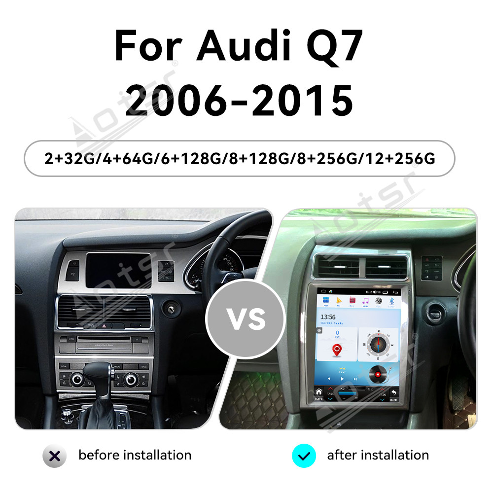 Aotsr 12.1 inch Car Radio Multimedia Player with Wireless For Audi Q7 2006-2015 CarPlay Android Auto Autoradio Stereo GPS Navigation WiFi