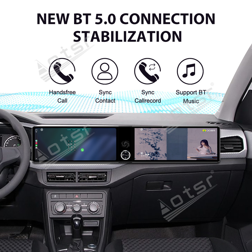 Aotsr Dual 12.3 inch for Volkswagen Tacqua 2020-2023 GPS Navigation Android 13 Car Radio CarPlay Multimedia Player Head Stereo Unit HD Screen