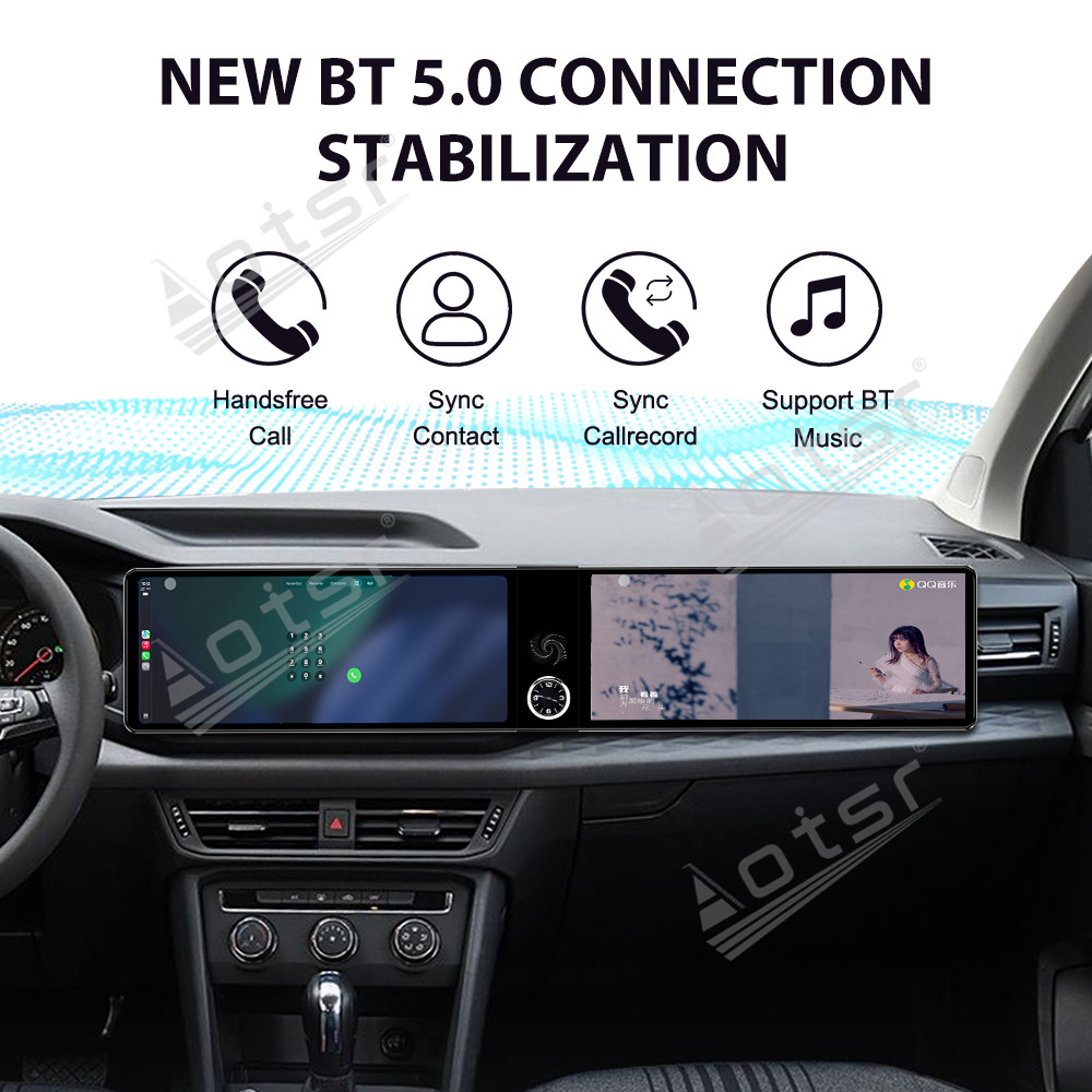 Aotsr Dual 12.3 inch for Volkswagen Tharu 2019-2022 GPS Navigation Android 13 Car Radio CarPlay Multimedia Player Head Stereo Unit HD Screen