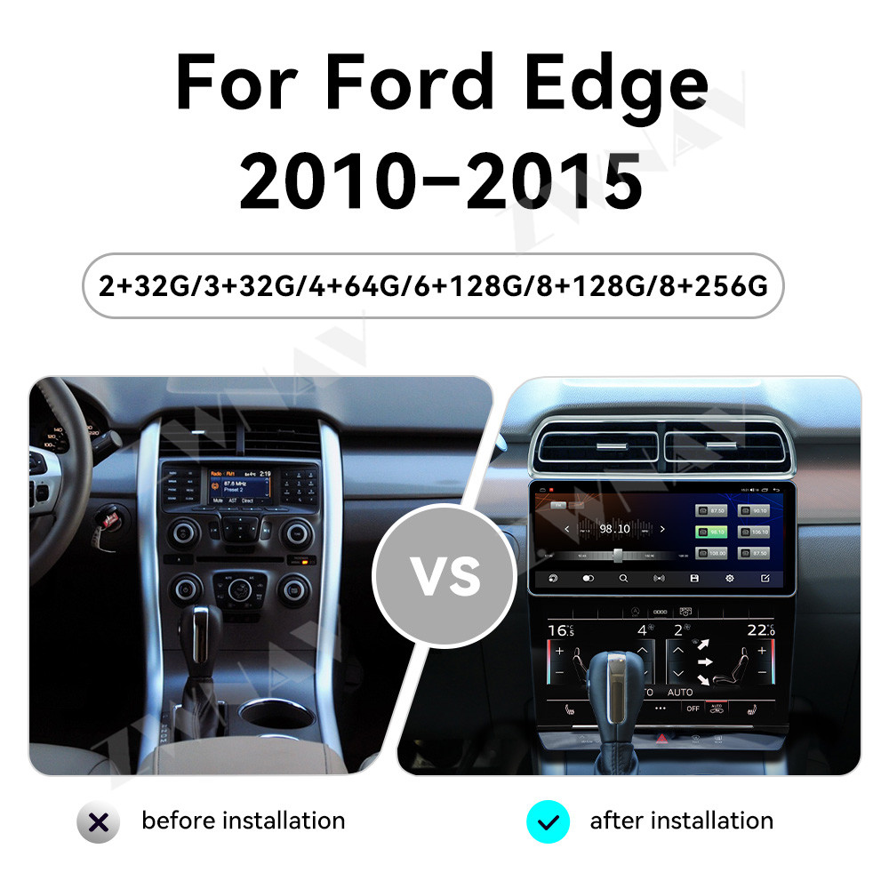 Aotsr 12"+10" For ford Edge 2010-2015 Car Android Multimedia Player GPS Navigation Radio Stereo unit,Climate touch panel,AC control