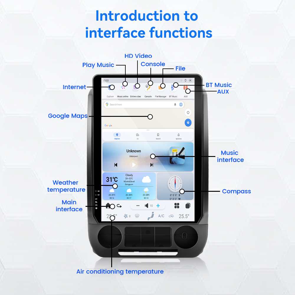 14.4 Inch Android 8+128GB For Ford F150 F250 2015-2021 Tesla Style Car GPS Navigation Multimedia Player Radio Tape Headunit HD