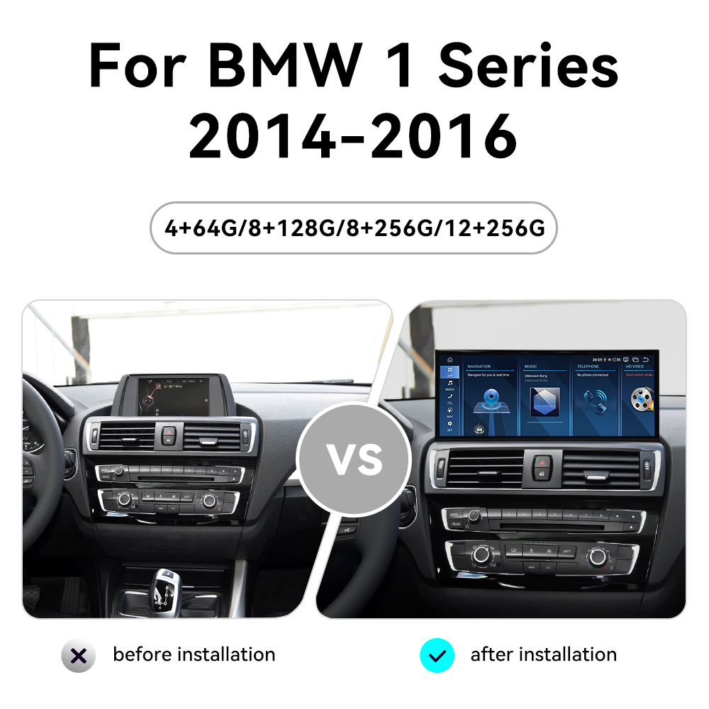 Aotsr 15.8inch Android 14 Car Radio for BMW 1 Series 2014-2016 Wirless Carplay GPS Navigation Screen Upgrade Multimedia Player Android Auto (NBT Two door version）