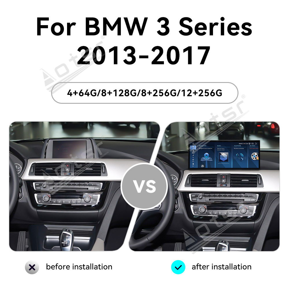 Aotsr 15.8 inch Android 14 Car Radio for BMW 3 Series F30/F31 2013-2017 NBT Wirless Carplay GPS Navigation Screen Upgrade Multimedia Player