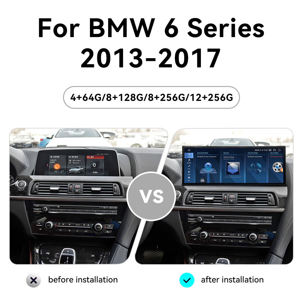Aotsr 15.8 inch Android 14 Car Radio for BMW 6 Series F06/F12 2013-2017 NBT Wirless Carplay GPS Navigation Screen Upgrade Multimedia Player
