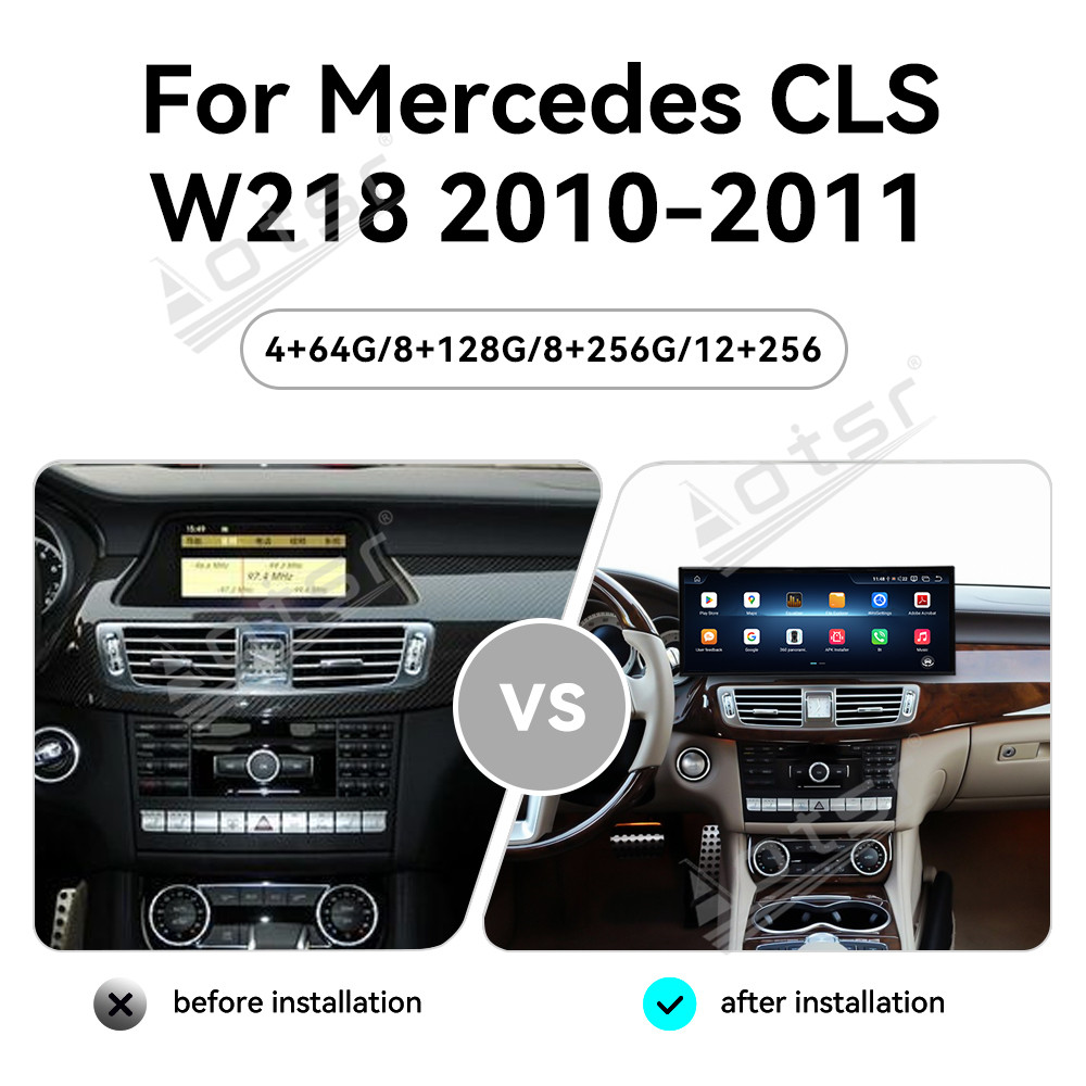 Qualcomm 15.8 inch Car Radio Android 14 For Mercedes Benz GLS W218 Car Carplay Auto Stereo GPS Navigation IPS Screen BT