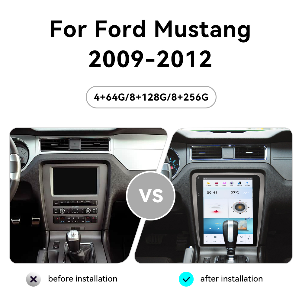 Aotsr for Ford Mustang 2009-2012 Android 13 Car Radio 12.1 inch Screen Navigation Device Wireless GPS Multimedia Player Carplay with