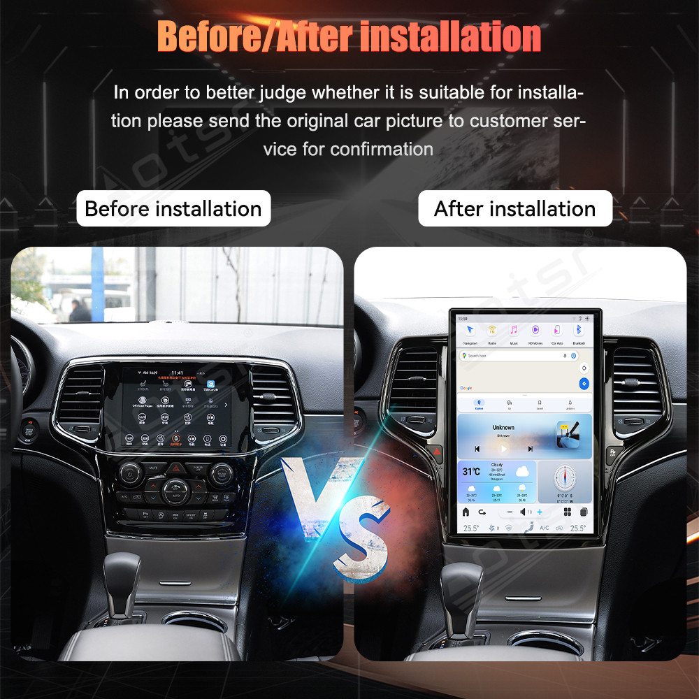 [14.4-inch] NEW For Jeep Grand Cherokee 2014+ GPS Car Navigation Multimedia Stereo Player Radio with wireless charging Carplay DSP