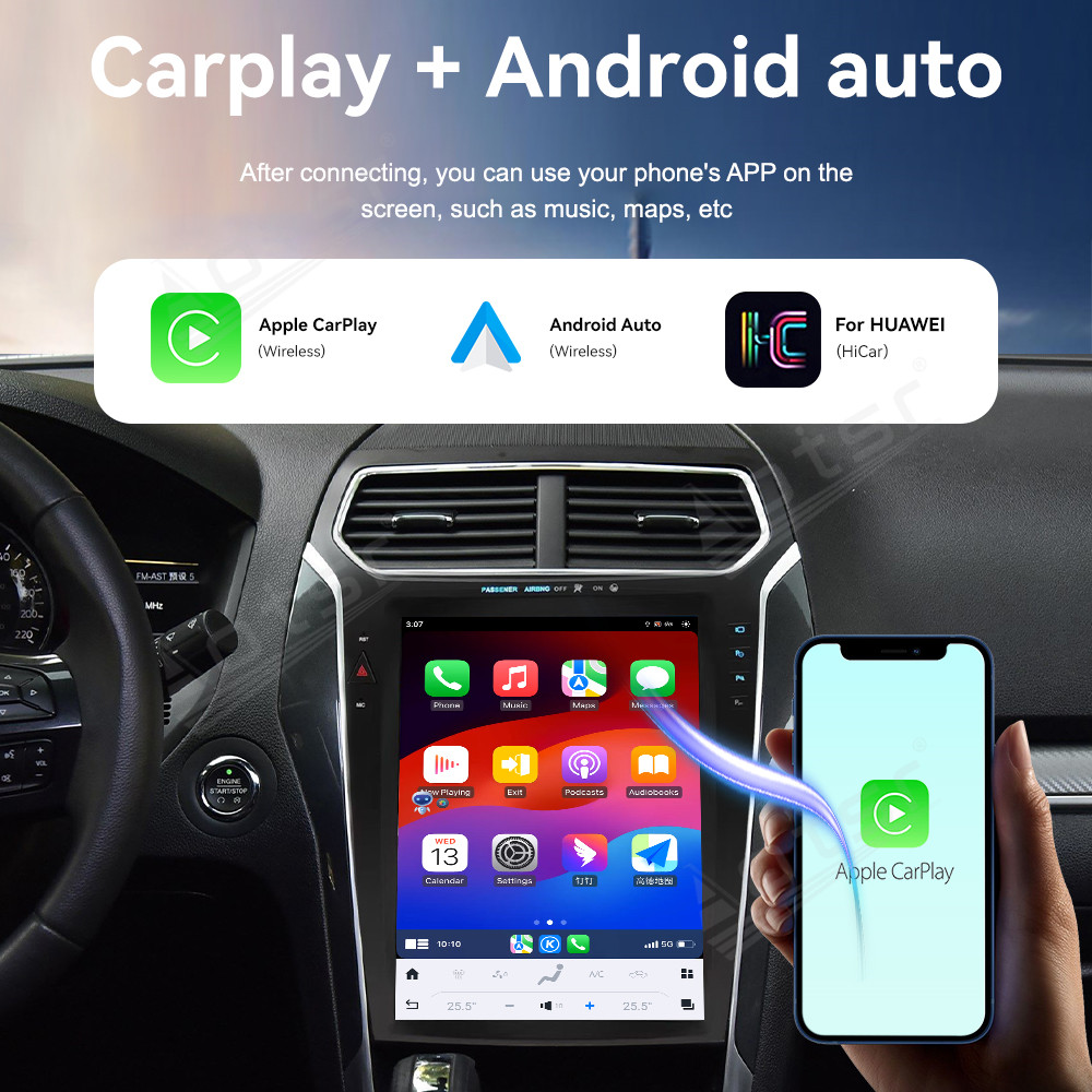 Aotsr 12.1 Inch  For Ford Explorer 2014-2019 Car Radio Android 13.0 Multimedia GPS navigation, Stereo Receiver with DSP, Carplay, Android auto