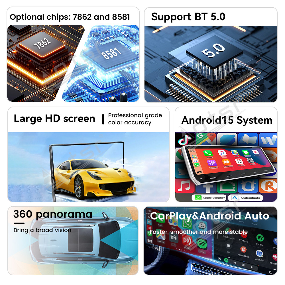 Aotsr  For Audi Q5 2010-2018 Android 14 Carplay 12.1 inch Car Radio Stereo Automotive Multimedia Stereo Player GPS Navigation Head Unit