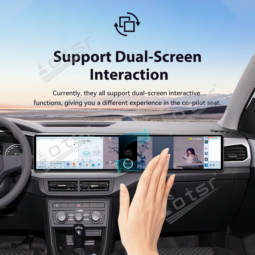 Aotsr Dual 12.3 inch for Volkswagen Tacqua 2020-2023 GPS Navigation Android 13 Car Radio CarPlay Multimedia Player Head Stereo Unit HD Screen