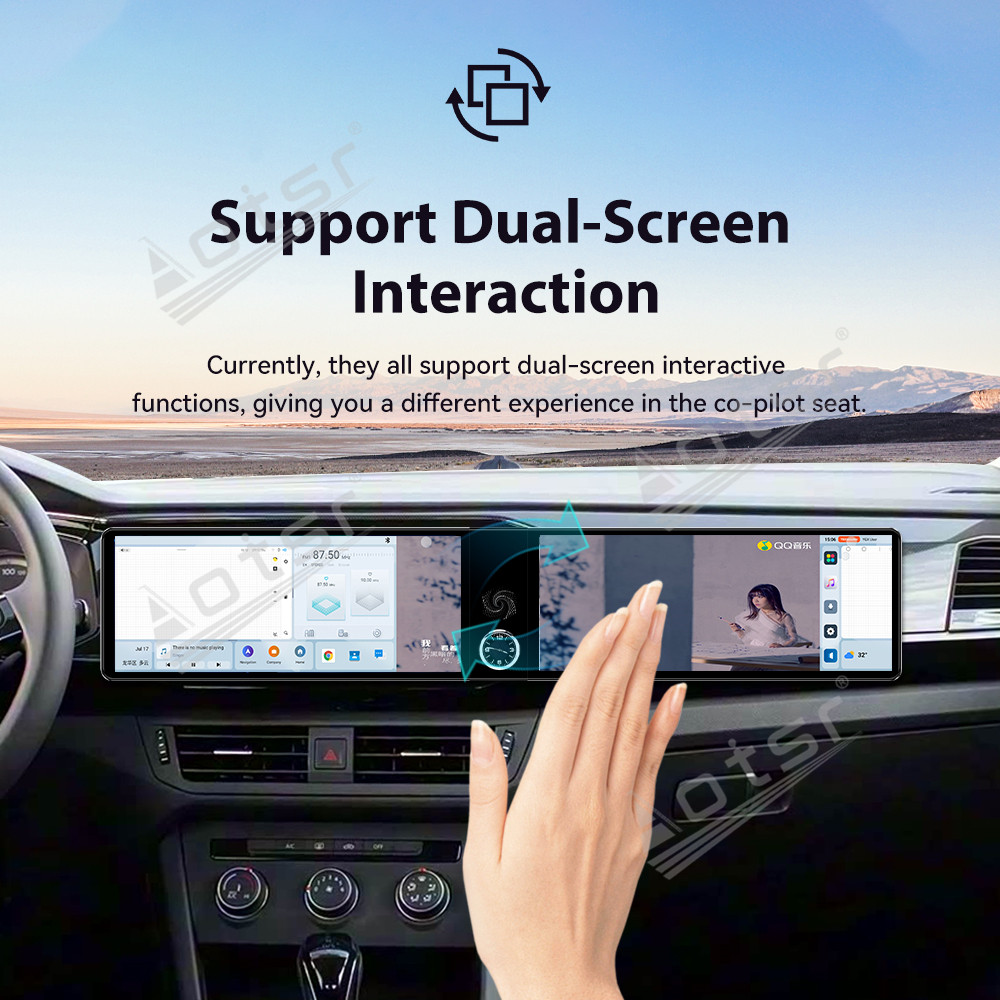 Aotsr Dual 12.3 inch for Volkswagen Tayron 2019-2022 GPS Navigation Android 13 Car Radio CarPlay Multimedia Player Head Stereo Unit HD Screen