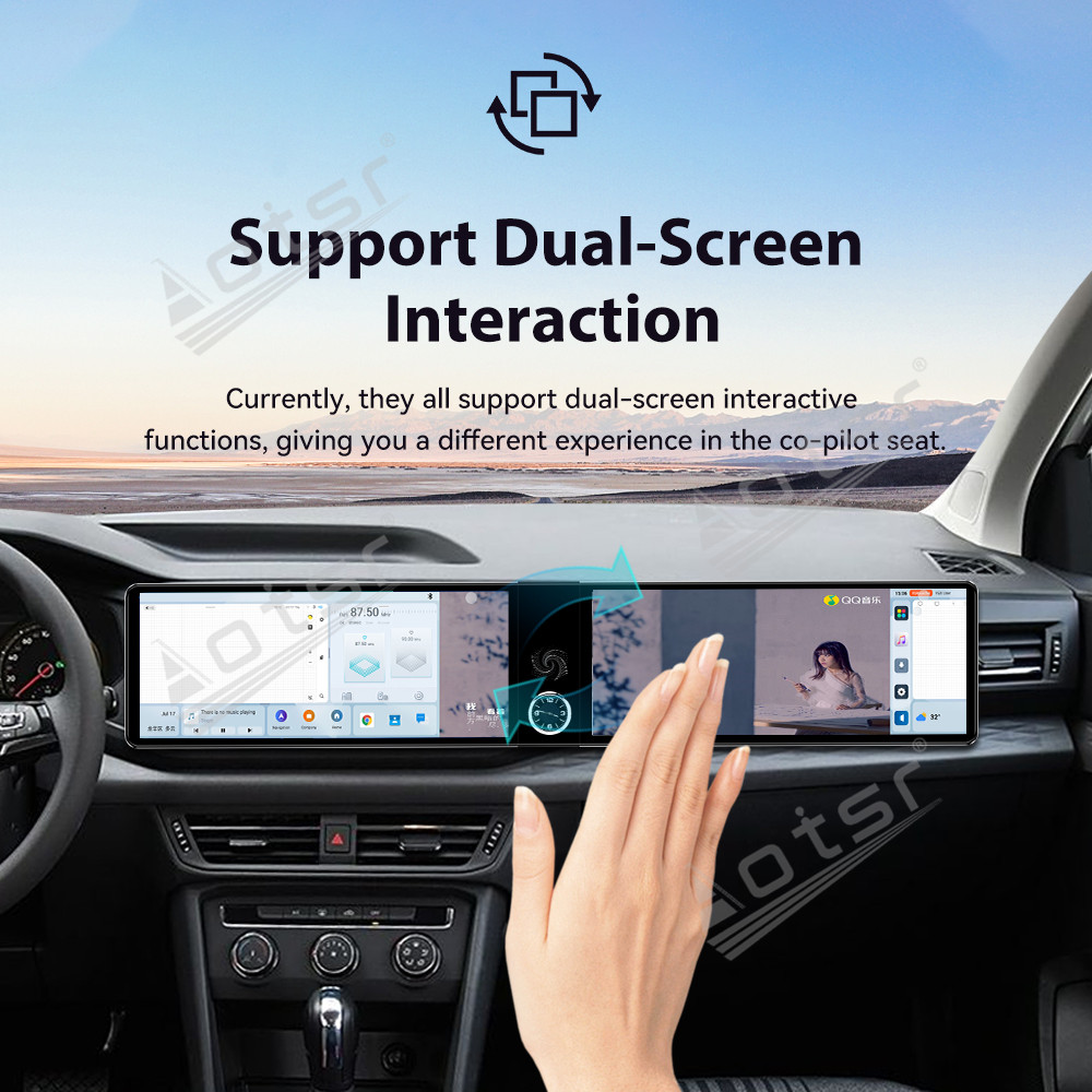 Aotsr Dual 12.3 inch for Volkswagen Tharu 2019-2022 GPS Navigation Android 13 Car Radio CarPlay Multimedia Player Head Stereo Unit HD Screen