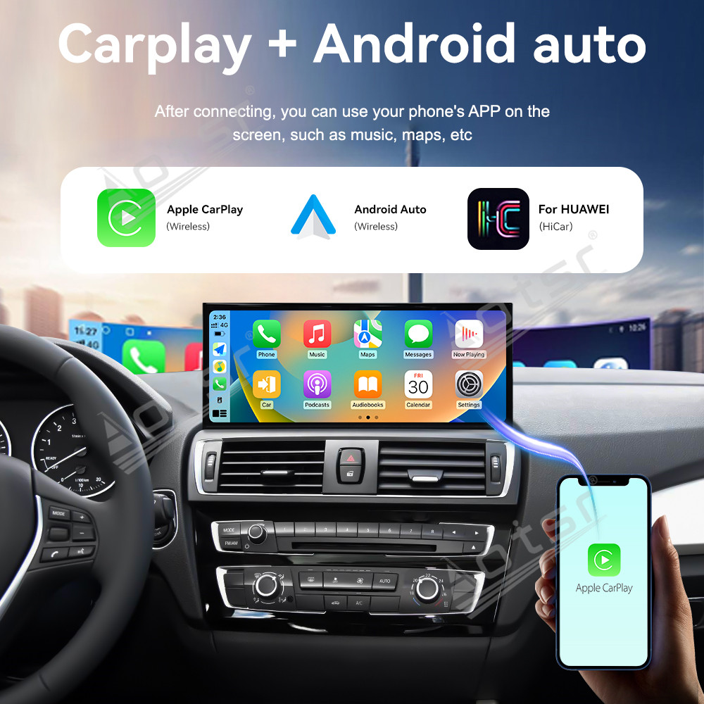 Aotsr 15.8inch Android 14 Car Radio for BMW 1 Series 2014-2016 Wirless Carplay GPS Navigation Screen Upgrade Multimedia Player Android Auto (NBT Two door version）