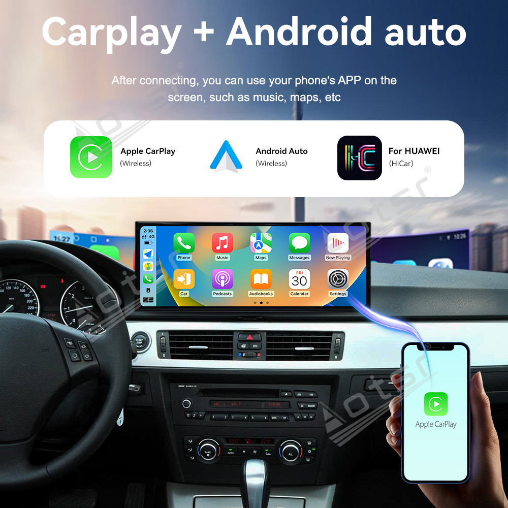 Aotsr 15.8 inch Android 14 Car Radio for BMW 3 Series 2005-2012 Wirless Carplay GPS Navigation Screen Upgrade Multimedia Player（E90）