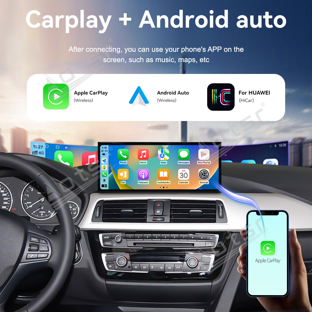 Aotsr 15.8 inch Android 14 Car Radio for BMW 3 Series F30/F31 2013-2017 NBT Wirless Carplay GPS Navigation Screen Upgrade Multimedia Player