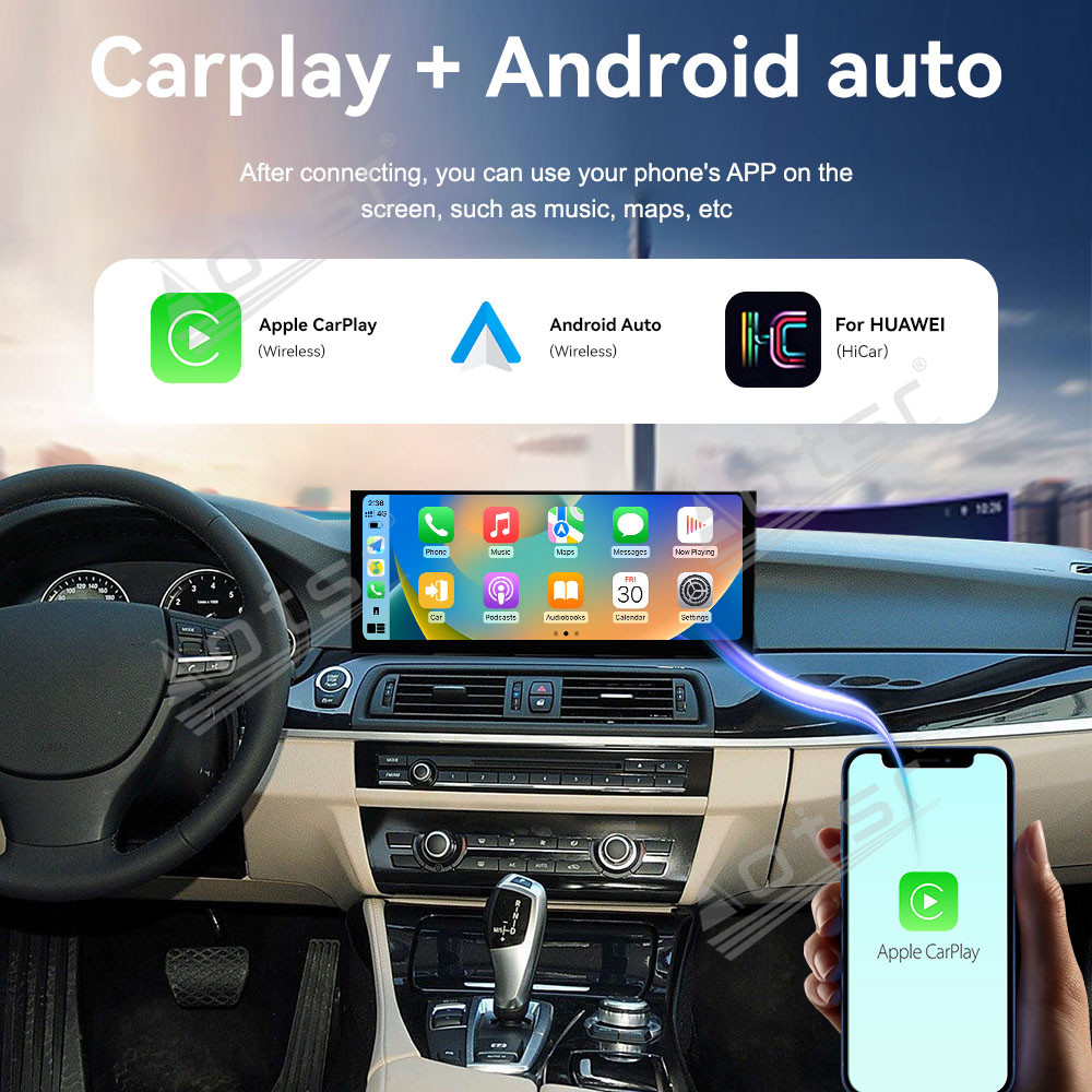 Aotsr 15.8 inch Android 14 Car Radio for BMW 5 Series 2011-2017 CIC Wirless Carplay GPS Navigation Screen Upgrade Multimedia Player