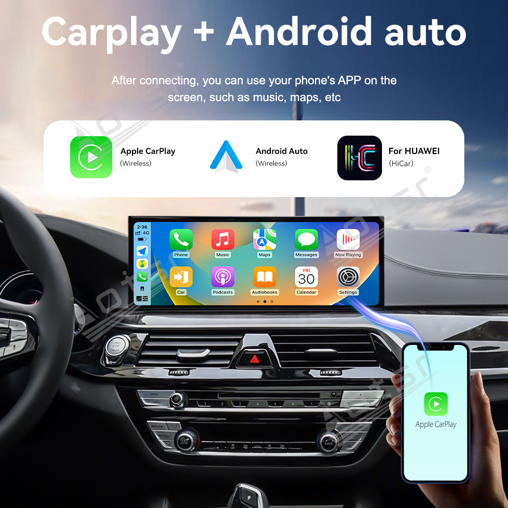 Aotsr 15.8 inch Android 14 Car Radio for BMW 5 Series G30 2018 Wirless Carplay GPS Navigation Screen Upgrade Multimedia Player