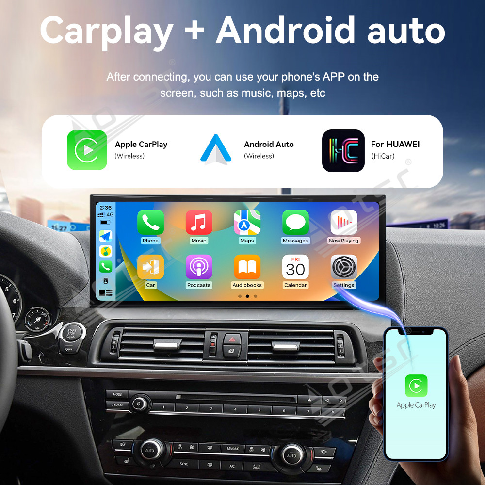 Aotsr 15.8 inch Android 14 Car Radio for BMW 6 Series F06/F12 2013-2017 NBT Wirless Carplay GPS Navigation Screen Upgrade Multimedia Player