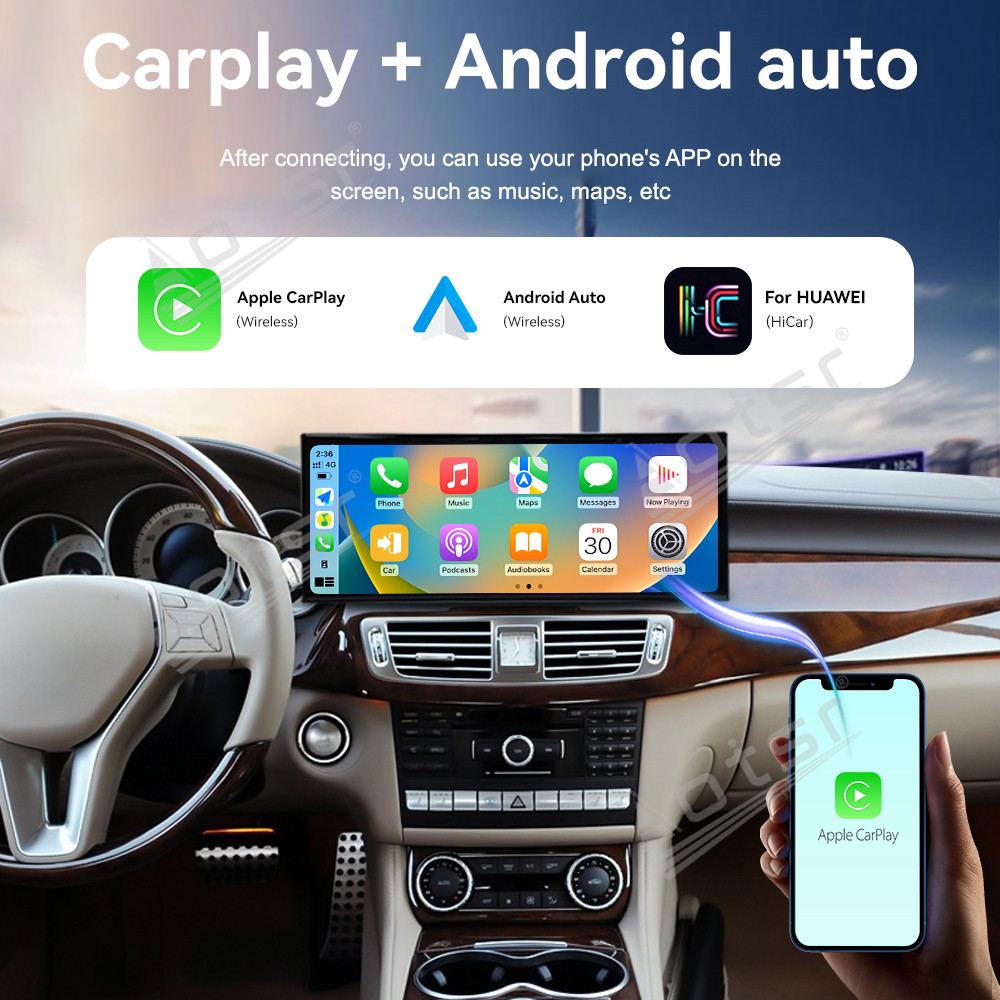 Qualcomm 15.8 inch Car Radio Android 14 For Mercedes Benz GLS W218 Car Carplay Auto Stereo GPS Navigation IPS Screen BT