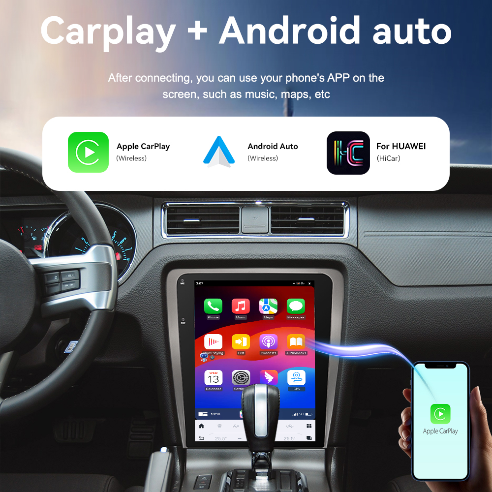 Aotsr for Ford Mustang 2009-2012 Android 13 Car Radio 12.1 inch Screen Navigation Device Wireless GPS Multimedia Player Carplay with