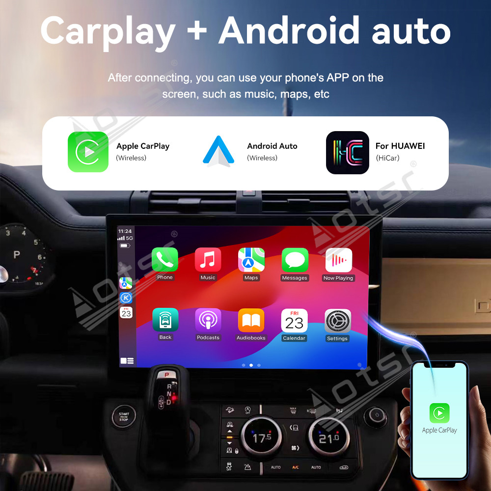 Aotsr Curved Screen 13.3" For Land Rover Defender 2018-2023 Android Carplay Car Radio Automotive Multimedia Player GPS Navi Head Unit