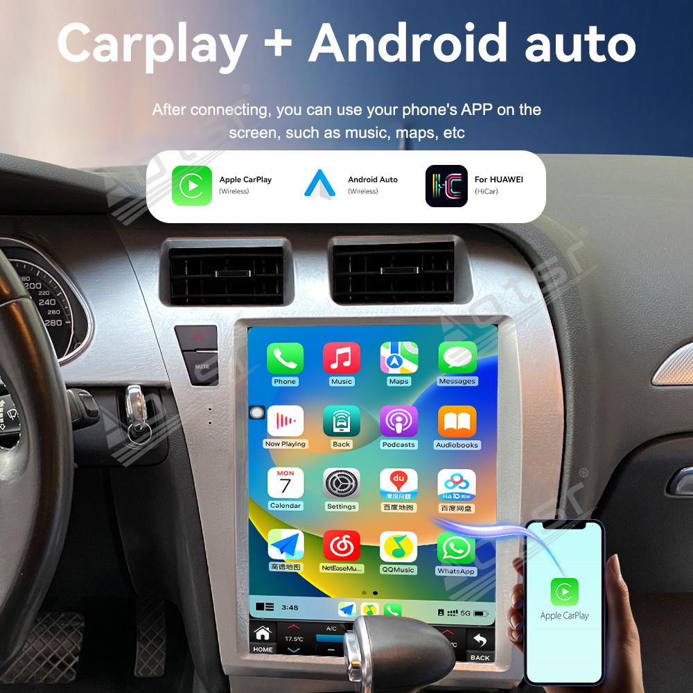 Aotsr Android 15 for Audi A4L 2009-2012 12.1 inch Car Radio Multimedia Player Head Unit GPS Navigation Stereo Screen Audio Carplay