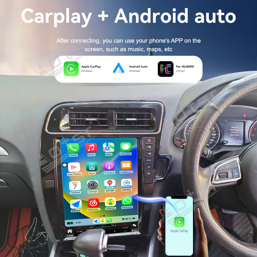 Aotsr  For Audi Q5 2010-2018 Android 14 Carplay 12.1 inch Car Radio Stereo Automotive Multimedia Stereo Player GPS Navigation Head Unit