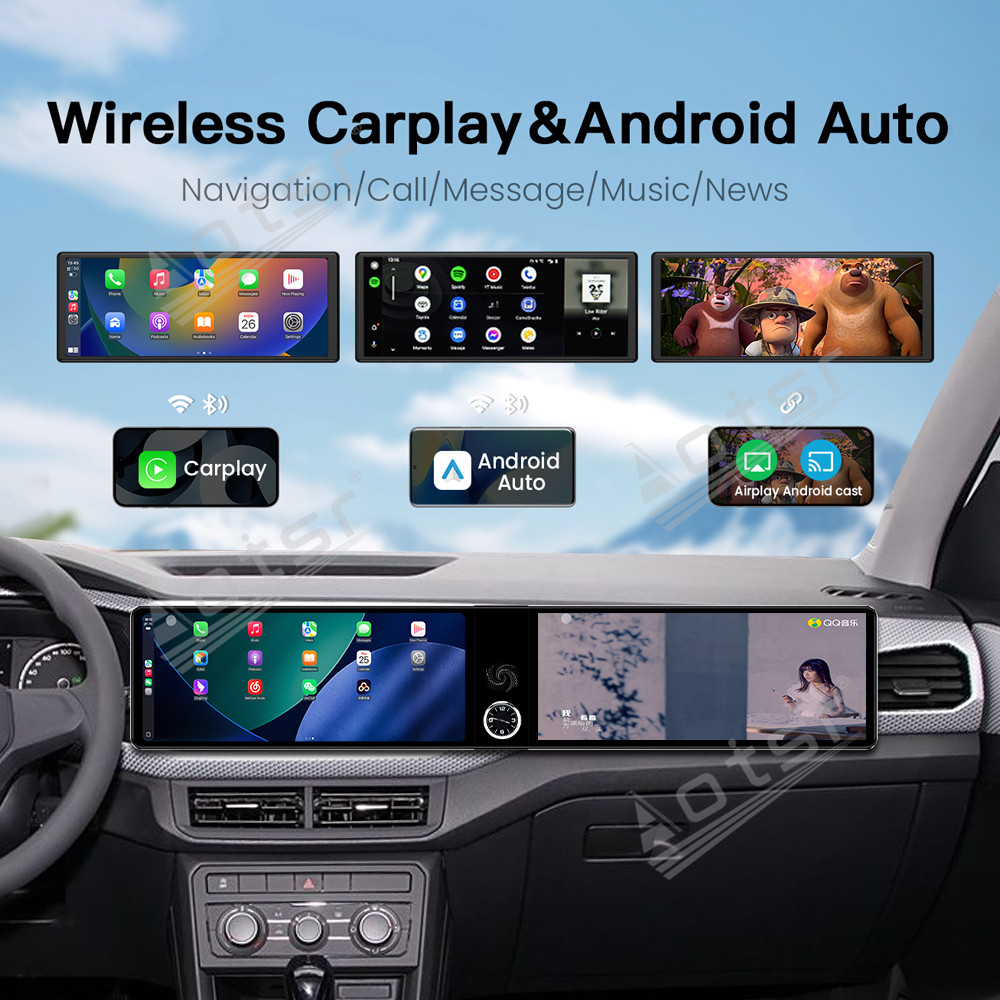 Aotsr Dual 12.3 inch for Volkswagen Tacqua 2020-2023 GPS Navigation Android 13 Car Radio CarPlay Multimedia Player Head Stereo Unit HD Screen