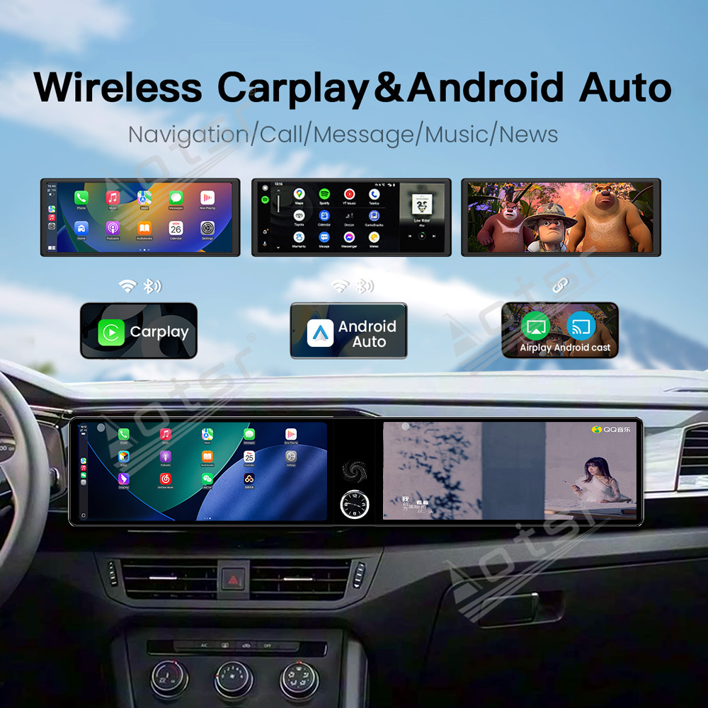 Aotsr Dual 12.3 inch for Volkswagen Tayron 2019-2022 GPS Navigation Android 13 Car Radio CarPlay Multimedia Player Head Stereo Unit HD Screen