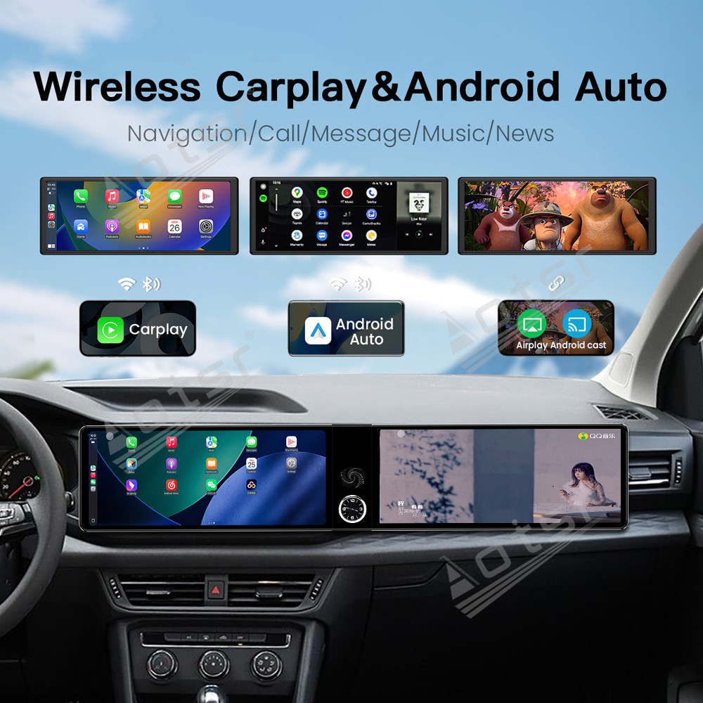 Aotsr Dual 12.3 inch for Volkswagen Tharu 2019-2022 GPS Navigation Android 13 Car Radio CarPlay Multimedia Player Head Stereo Unit HD Screen