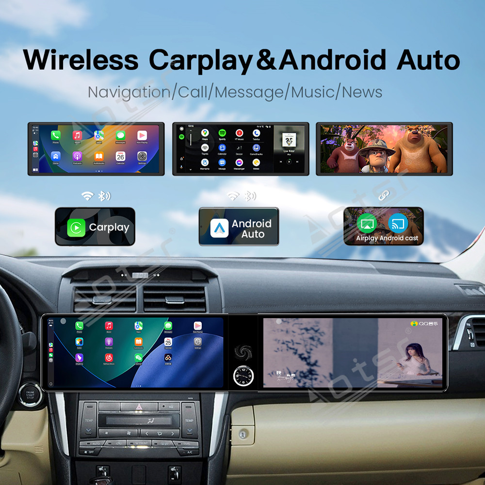 Aotsr Dual 12.3 inch For Toyota Camry 2007-2011 GPS Navigation Android 13 Car Radio CarPlay Multimedia Player Head Stereo Unit HD Screen