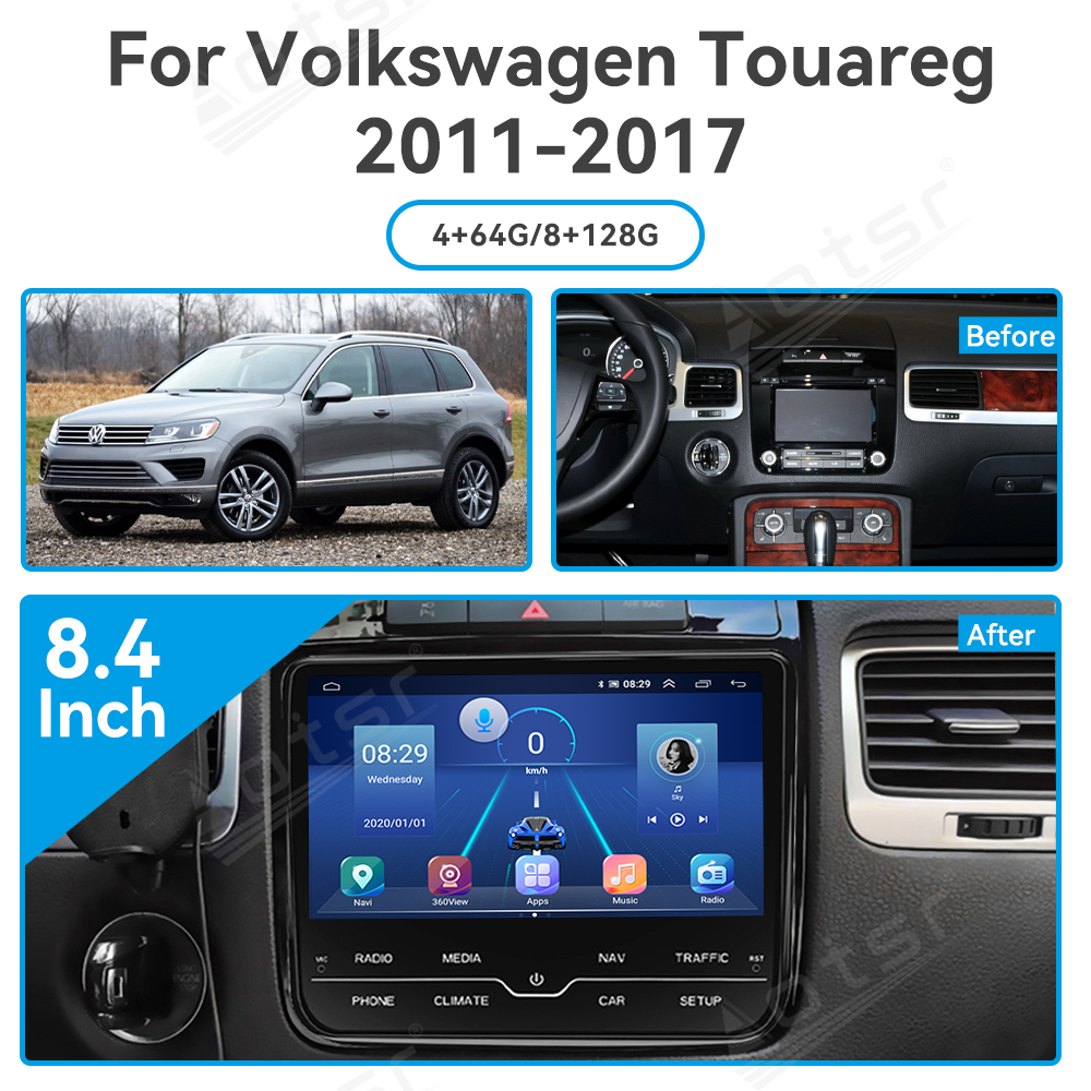8.4inch Android 13.0 Upgrade  For Volkswagen Touareg 2011-2017 Car Radio Multimedia navigator Stereo Receiver DSP Unit Carplay Android auto