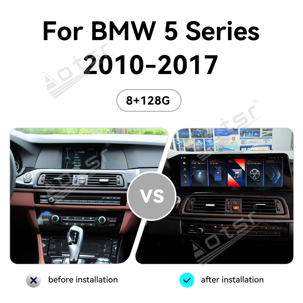 Aotsr 14.5 inch Tesla style screen For BMW 5 Series 2010-2017  Car Radio Multimedia player
