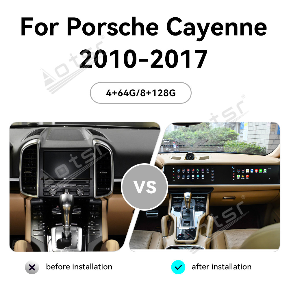 Aotsr Dual 12.3 inches screen For Porsche Cayenne 2010-2017 Car Upgrade to 2024 Gps navi Radio, Multimedia player unit,with Wirelessly Carplay Android auto